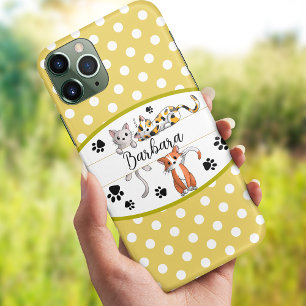 Case-Mate iPhone Case Polkadot jaune et blanc, chatons mignons personnal