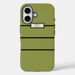 Coques iPhone 16 Polyvalent Moderne Jaune Vert Monogrammé de Style