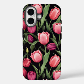 Coques iPhone 16 Pomme de tulipe rose et rouge