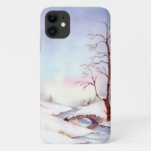 Coque Case-Mate Pour iPhone Pont Snowy Aquarelle Paysage Peinture