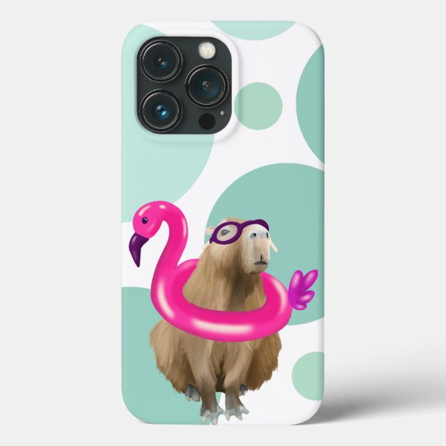 Coques Case-Mate iPhone Pool Party Cute Capybara Avec Flotte Flamant rose  (Verso)