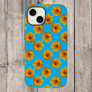 Coque Pour iPhone 14 Pop Art turquoise et marguerite jaune