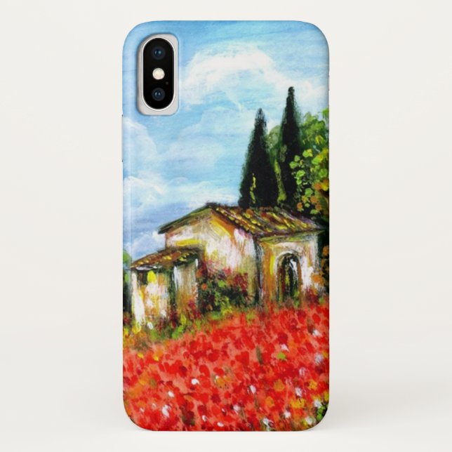 Coques Case-Mate iPhone POPIES EN TOSCANE / Paysage avec champs de fleurs (Dos)