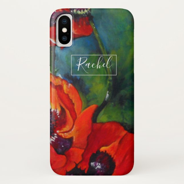 Coques Case-Mate iPhone Poppies orientales oranges florales peintes (Dos)