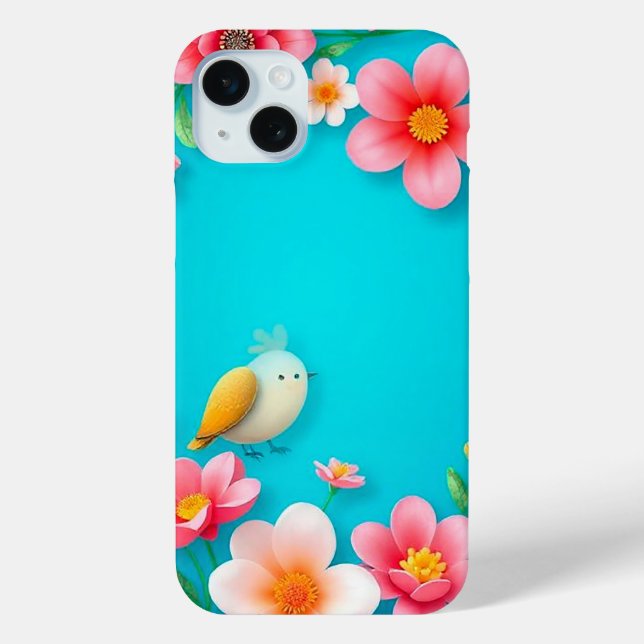 Coques Case-Mate iPhone Porte-oiseau à cadre Blue Bird pour usage quotidie (Verso)