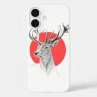 Portrait de cerf dessin Cercle rouge Art animal