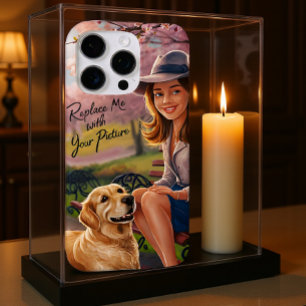 Coques iPhone 16 Pro Portrait de femme avec son chien sur un banc de pa