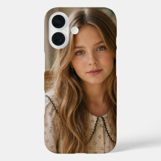 Coques iPhone 16 Portrait de fille au style bohème cottagecore doux
