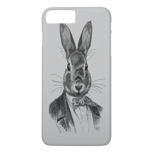 Coques Case-Mate iPhone Portrait de lapin en costume (Dos)
