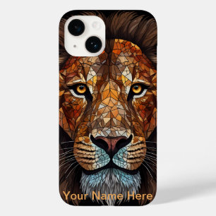 Coque Pour iPhone 14 Portrait de lion en verre mosaïque 