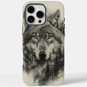 Coques iPhone 16 Pro Max Portrait de loup dans une forêt tranquille
