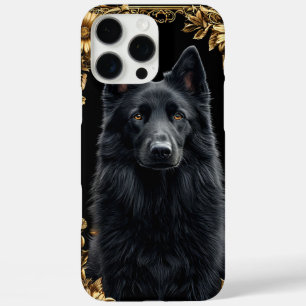 Coques iPhone 16 Pro Max Portrait Élégant de Canidé Noir