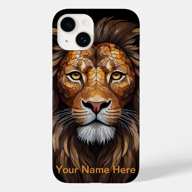 Coques Case-Mate iPhone Portrait en verre de Lion de mosaïque (Verso)