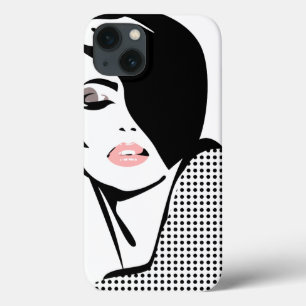 iPhone 13 Coque Portrait féminin noir et blanc moderne minimaliste
