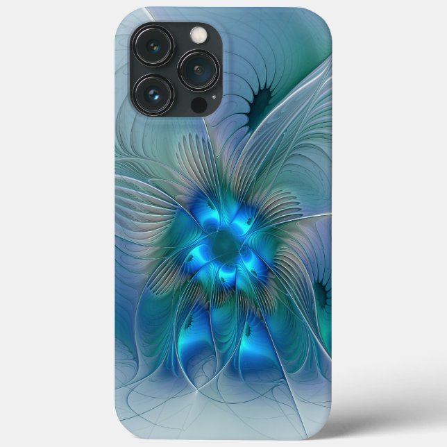 Coques Case-Mate iPhone Position, Abstrait bleu turquoise fractal (Verso)