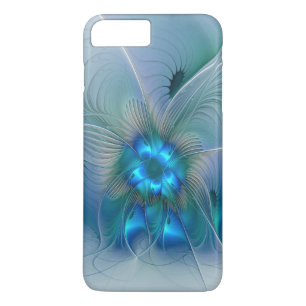 Coque iPhone 8 Plus/7 Plus Position, Abstrait bleu turquoise fractal