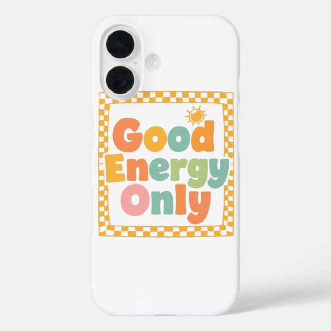 Coques Case-Mate iPhone Positive "Good Energy Only" Checkered Frame (Verso)