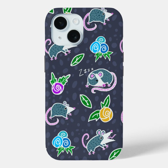 Coques Case-Mate iPhone Possum & Flowers à crier sur le dessin (Verso)
