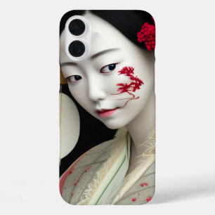 Coques iPhone 16 Plus Poster d'art japonais Floral Geisha Red Gold Imagi