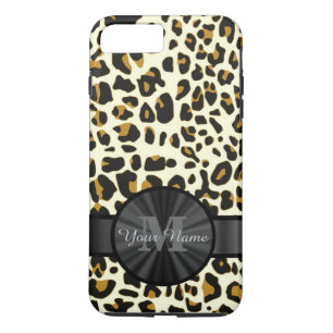 Coque iPhone 7 Plus Poster de animal léopard monogrammé