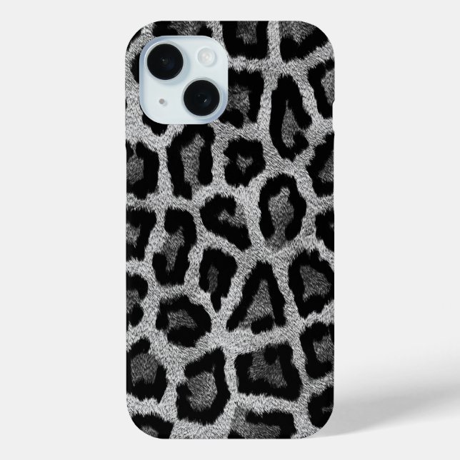 Coques Case-Mate iPhone Poster de animal léopard noir gris (Verso)