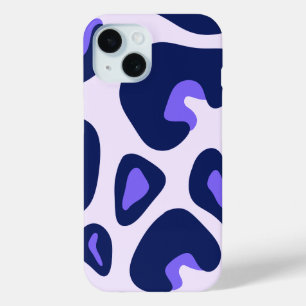 Coque Pour iPhone 15 Poster de animal Léopard Noir Violet