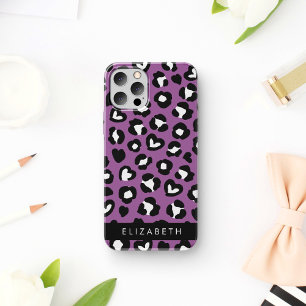 Case-Mate iPhone Case Poster de animal, Léopard Violet, Coeurs, Votre No