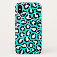 Poster de animal moderne Cyan Blue Leopard