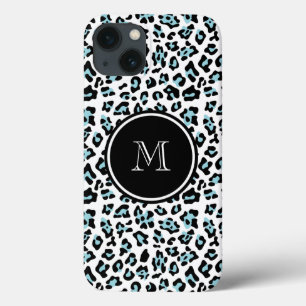 iPhone 13 Coque Poster de animal noir de léopard d'Aqua avec le