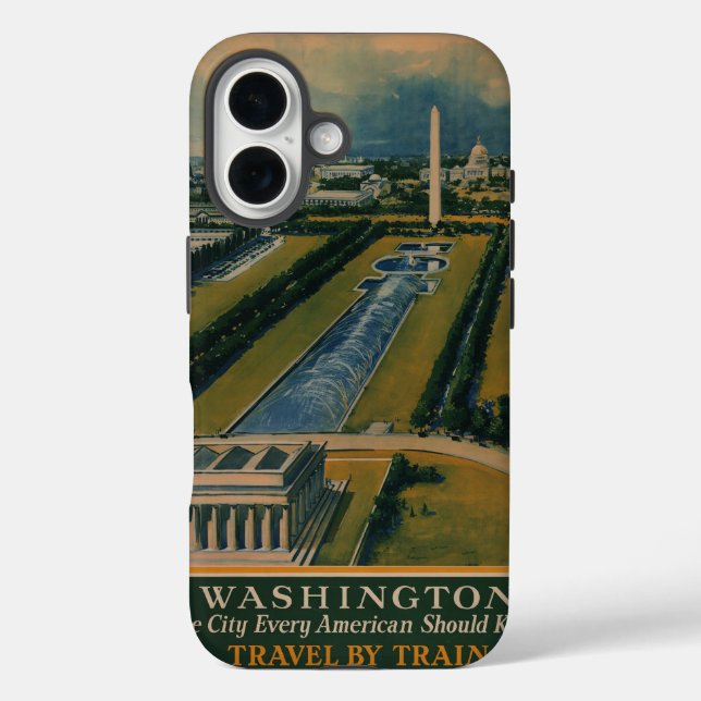 Coques Case-Mate iPhone Poster de voyage vintage Washington DC (Verso)