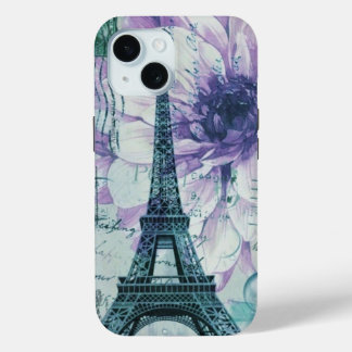 Coque Pour iPhone 15 postmark floral romantique tour eiffel paris