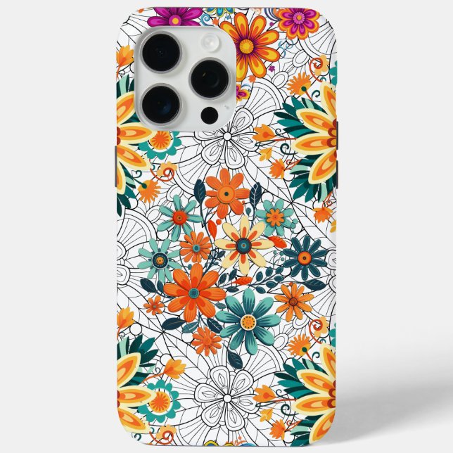 Coques Case-Mate iPhone Pots de fleurs multicolores motif. noir (Verso)