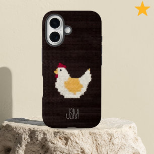 Coques iPhone 16 Poulet au Crochet Mignon Monogramme Initiales Pers