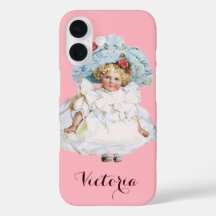 Coques iPhone 16 Poupée bébé fille victorienne vintage, chapeau de 