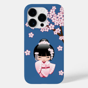 Coque Pour iPhone 14 Pro Poupée blanche Kimono Kokeshi - mignonne Geisha Gi