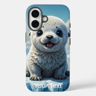 Coques iPhone 16 Poupée de phoque bébé Otterbox assise sur un icebe