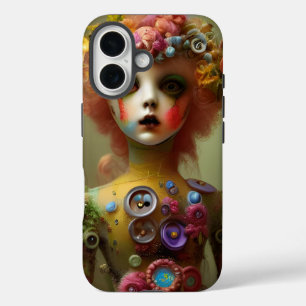 Coques iPhone 16 Poupée déplaisante avec boutons Halloween