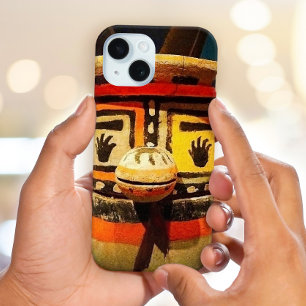 Coque Pour iPhone 15 Poupée Kachina Carved Bois visage photo jolie anti