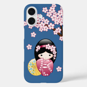 Coques iPhone 16 Poupée Kokeshi Printemps - Cute Geisha Japonaise s