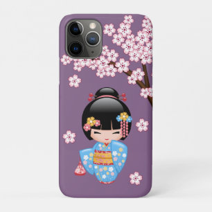 Case-Mate iPhone Case Poupée Maiko Kokeshi - Fille Geisha en Kimono Bleu
