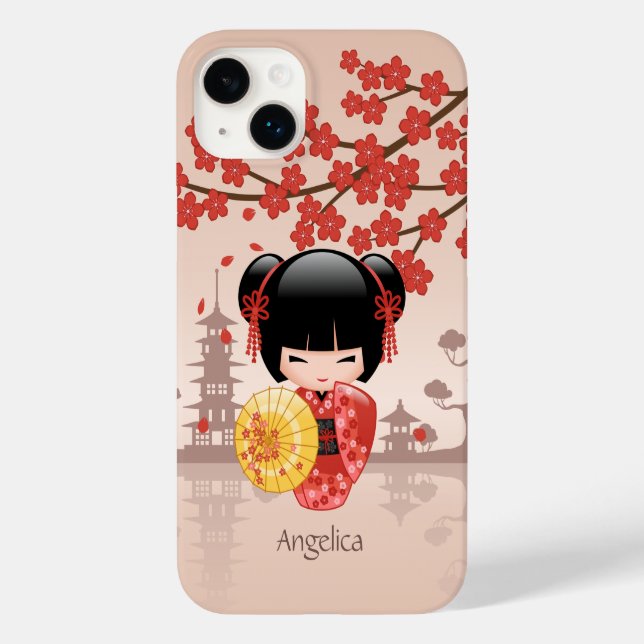 Coques Case-Mate iPhone Poupée rouge Sakura Kokeshi - Geisha japonais (Verso)