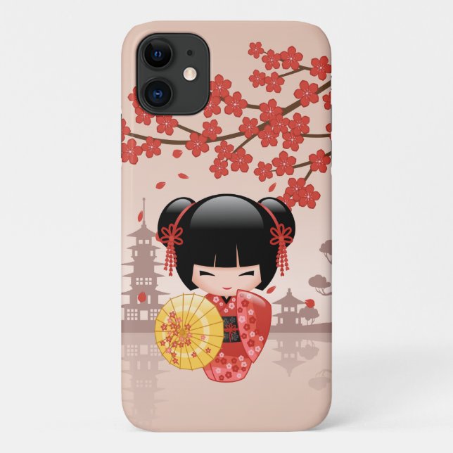 Coques Case-Mate iPhone Poupée rouge Sakura Kokeshi - Geisha japonais (Dos)