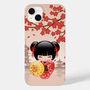 Coque Pour iPhone 14 Plus Poupée rouge Sakura Kokeshi - Geisha japonais