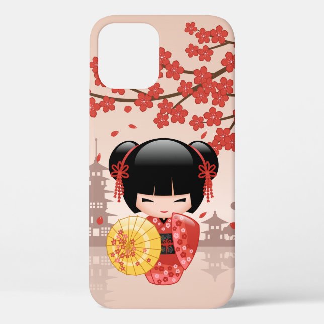 Coques Case-Mate iPhone Poupée rouge Sakura Kokeshi - Geisha japonais (Verso)