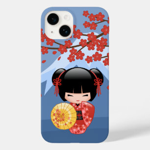 Coque Pour iPhone 14 Poupée rouge Sakura Kokeshi - mignonne Geisha Girl