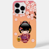 Poupée Sakura Kokeshi - Geisha Girl on Peach