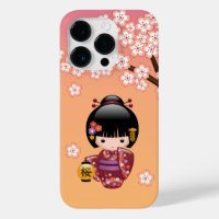 Poupée Sakura Kokeshi - Geisha Girl on Peach