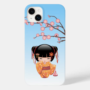 Coque Pour iPhone 14 Plus Poupée Ume Kokeshi - Japonaise Geisha Girl Blue