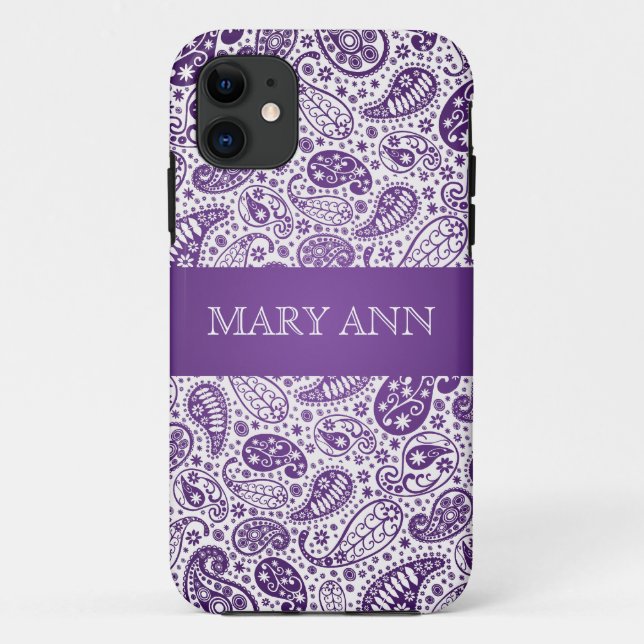 Coques Case-Mate iPhone Pourpre élégant de motif de Paisley (Dos)