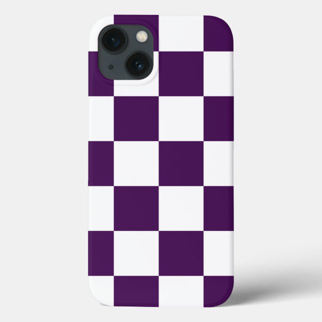 Coques Case-Mate iPhone Pourpre et blanc Checkered (Verso)